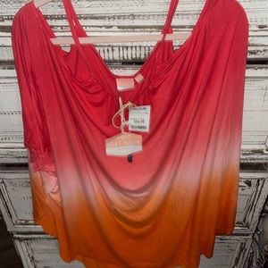 NWT boat house beachwear orange pink tie dye shirt or cover up size large